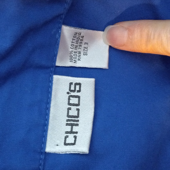 Chico's 3 XL Blue Jacket Button Front Pockets - Picture 10 of 11